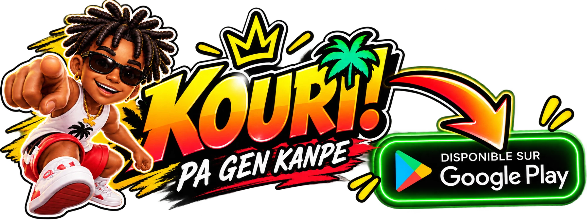 Mounpoumoun, ewo KOURI! a, ap lonje dwèt sou badj « Disponib sou Google Play » la