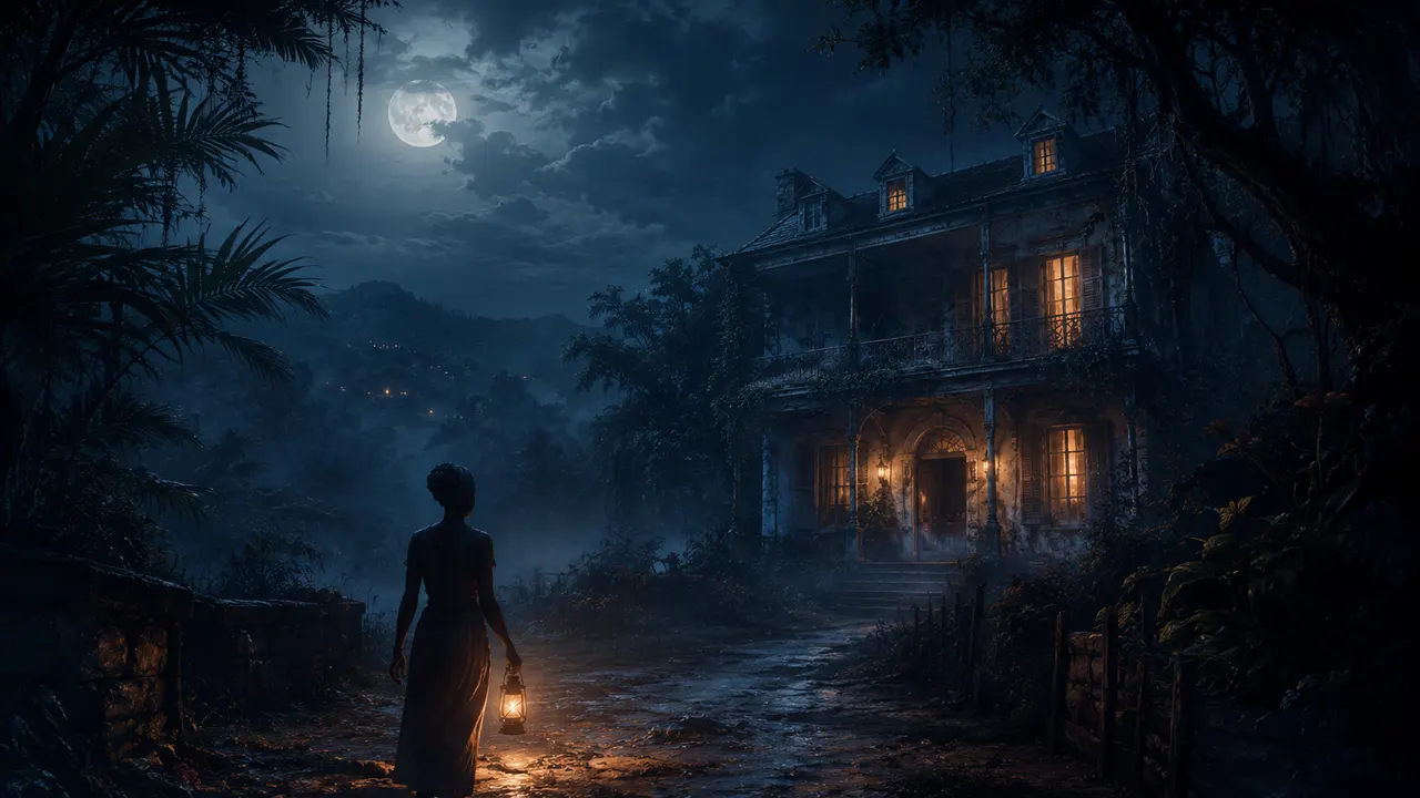 The great LOUGAWOU mansion under the moon